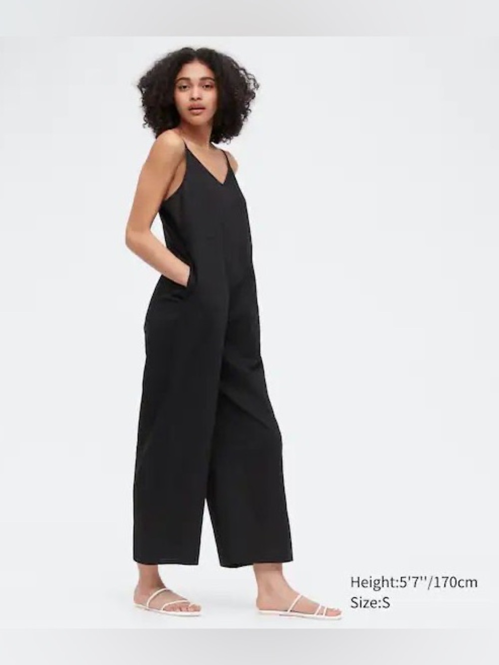 UNIQLO Black Wide Leg Cami Jumpsuit Size S EUC